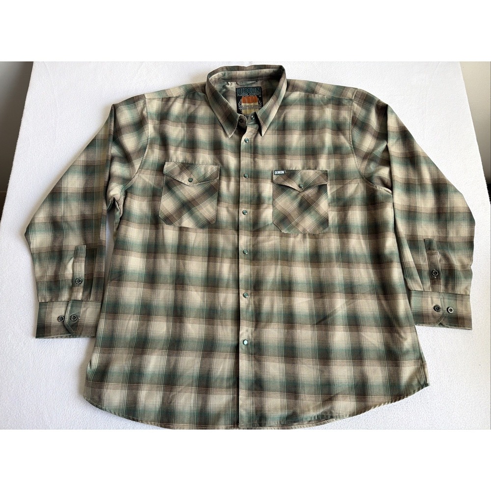 Dixxon Flannel Hollow Point Plaid Shirt Mens 4XL Green Brown Button Up